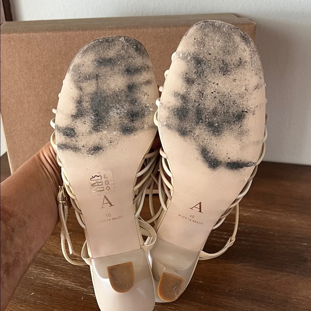Anthropologie Cream Strappy Heels